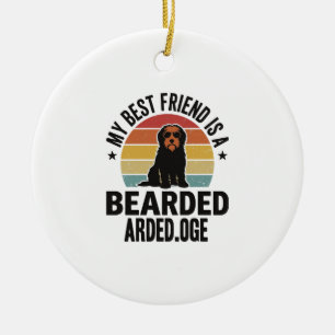 Baardcollie Vintage Sunset Hondenliefhebber Design Keramisch Ornament