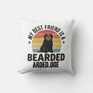 Baardcollie Vintage Sunset Hondenliefhebber Design Kussen