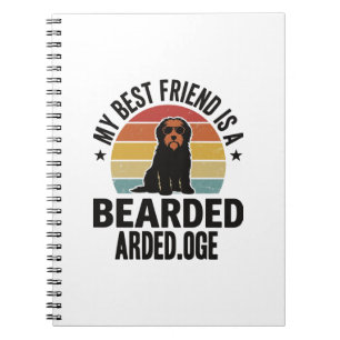 Baardcollie Vintage Sunset Hondenliefhebber Design Notitieboek