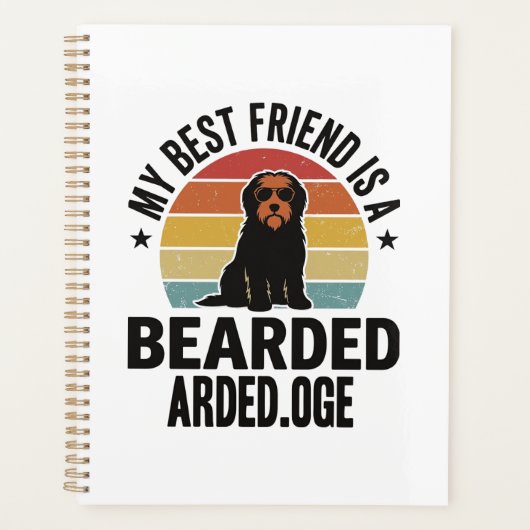 Baardcollie Vintage Sunset Hondenliefhebber Design Planner (Voorkant)