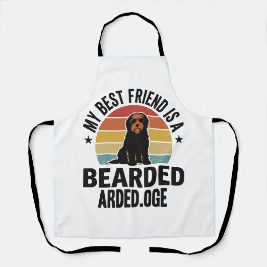 Baardcollie Vintage Sunset Hondenliefhebber Design Schort (Voorkant)