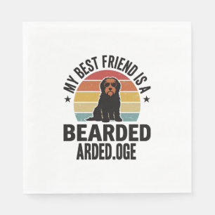 Baardcollie Vintage Sunset Hondenliefhebber Design Servet