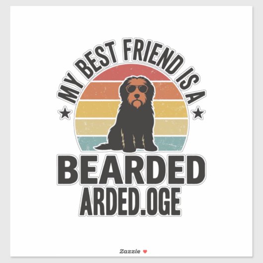 Baardcollie Vintage Sunset Hondenliefhebber Design Sticker (Vel)
