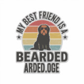 Baardcollie Vintage Sunset Hondenliefhebber Design Sticker (Voorkant)
