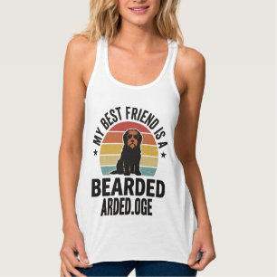 Baardcollie Vintage Sunset Hondenliefhebber Design Tanktop