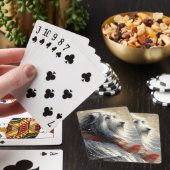 Baarde collie met gestreepte wintersjaal pokerkaarten (Insitu)