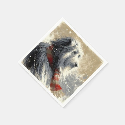 Baarde collie met gestreepte wintersjaal servet (Hoek)