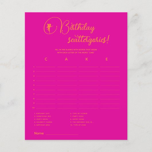 Baardejaarscattergories! Birthday Party Game (Voorkant)