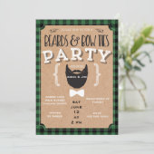 baarden en boog stropdassen baby shower uitnodigin kaart (Staand voorkant)