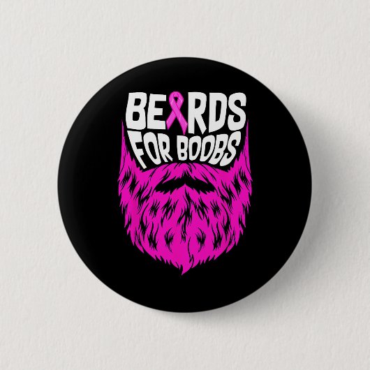 Baarden voor borstkanker Awareness Support Ronde Button 5,7 Cm (Voorkant)