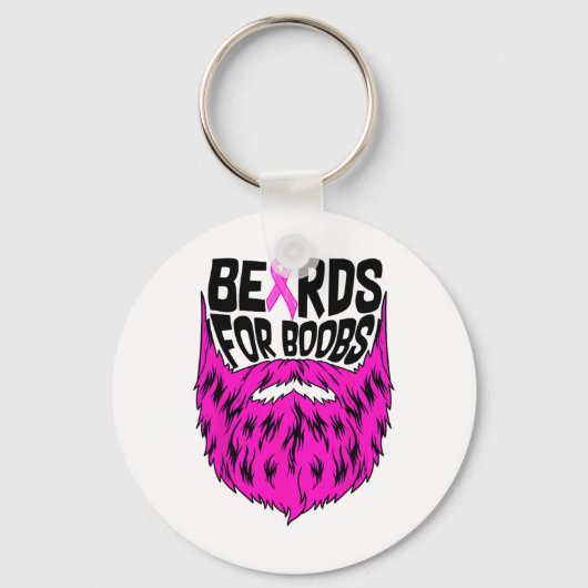 Baarden voor borstkanker Awareness Support Sleutelhanger (Voorkant)