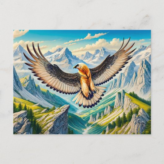 Baardengier boven de Alpen Feestdagenkaart (Voorkant)