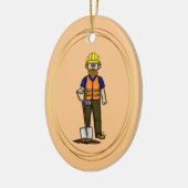 Baardige Bouwvakker met Schep Ornament (Links)