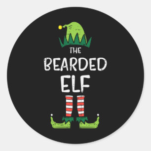 Baardige Elf Bijpassende Kerstmis Voor Familie Oom Ronde Sticker