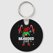 Baardige Gnome Rode Buffalo Plaid Overeenkomende F Sleutelhanger (Voorkant)
