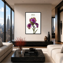 Baardiris botanische kunstprint