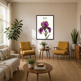 Baardiris botanische kunstprint poster