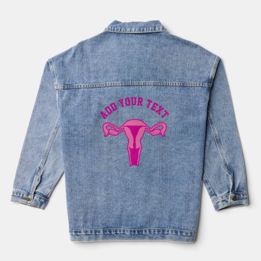 Baarmoeder Grafiek + Aangepaste Tekst Denim Jacket (Achterkant)