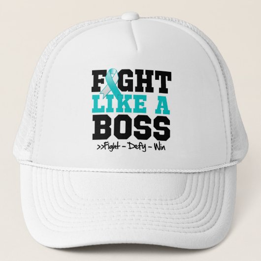 Baarmoederhalskanker als een boog trucker pet (Voorkant)