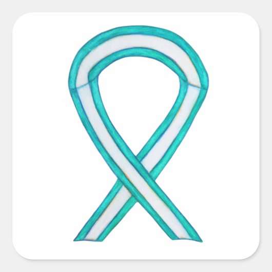 Baarmoederhalskanker Awareness Ribbon Sticker Deca (Voorkant)