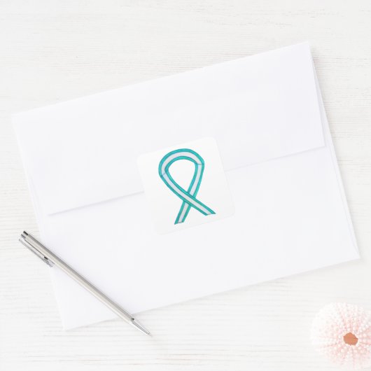 Baarmoederhalskanker Awareness Ribbon Sticker Deca (Envelop)