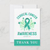 Baarmoederhalskanker bewustzijn Floral Blauwgroen  Bedankkaart (Voorkant)