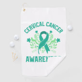 Baarmoederhalskanker bewustzijn Floral Blauwgroen  Golfhanddoek (Insitu)
