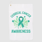 Baarmoederhalskanker bewustzijn Floral Blauwgroen  Golfhanddoek (Voorkant)
