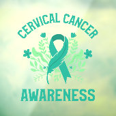 Baarmoederhalskanker bewustzijn Floral Blauwgroen  Raamsticker (Vel 3)