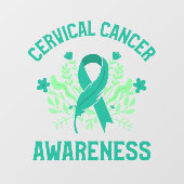 Baarmoederhalskanker bewustzijn Floral Blauwgroen  Raamsticker (Vel)