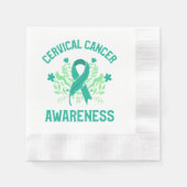 Baarmoederhalskanker bewustzijn Floral Blauwgroen Servet (Voorkant)