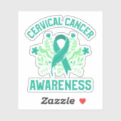 Baarmoederhalskanker bewustzijn Floral Blauwgroen  Sticker (Vel)