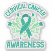 Baarmoederhalskanker bewustzijn Floral Blauwgroen  Sticker (Voorkant)