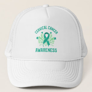 Baarmoederhalskanker bewustzijn Floral Blauwgroen Trucker Pet