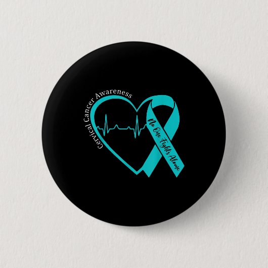 Baarmoederhalskanker Bewustzijn Ondersteuning Hart Ronde Button 5,7 Cm (Voorkant)