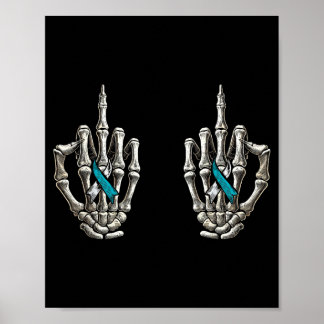 Baarmoederhalskanker Bewustzijn Skelet Turquoise e Poster