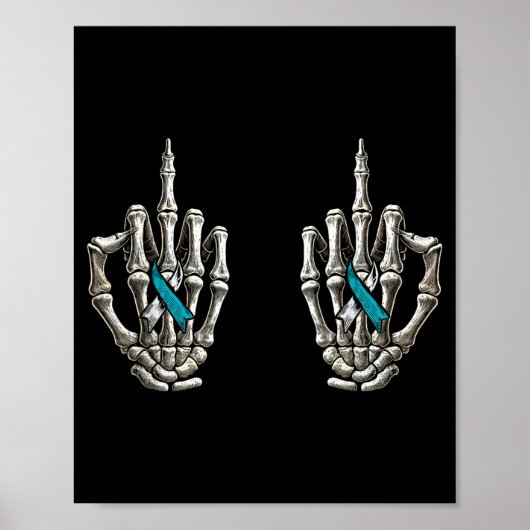 Baarmoederhalskanker Bewustzijn Skelet Turquoise e Poster (Voorkant)