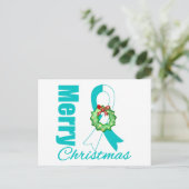 Baarmoederhalskanker Bewustzijn Vrolijk Kerstlint Feestdagenkaart (Staand voorkant)