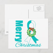 Baarmoederhalskanker Bewustzijn Vrolijk Kerstlint Feestdagenkaart (Voorkant / Achterkant)