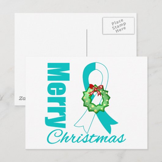 Baarmoederhalskanker Bewustzijn Vrolijk Kerstlint Feestdagenkaart (Voorkant / Achterkant)