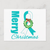 Baarmoederhalskanker Bewustzijn Vrolijk Kerstlint Feestdagenkaart (Voorkant)