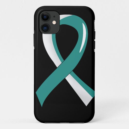 Baarmoederhalskanker - Blauwgroen wit lint 3 Case-Mate iPhone Case (Achterkant)