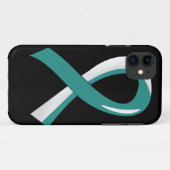 Baarmoederhalskanker - Blauwgroen wit lint 3 Case-Mate iPhone Case (Achterkant (horizontaal))