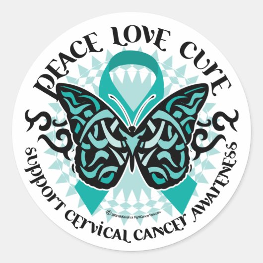 Baarmoederhalskanker Boterfly 2 Ronde Sticker (Voorkant)