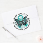 Baarmoederhalskanker Boterfly 2 Ronde Sticker (Envelop)