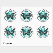Baarmoederhalskanker Boterfly 2 Ronde Sticker (Vel)