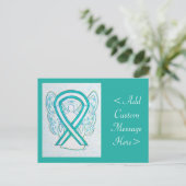 Baarmoederhalskanker Briefkaart Ribbon Angel (Staand voorkant)