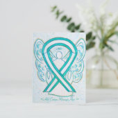 Baarmoederhalskanker Briefkaart Ribbon Angel (Staand voorkant)