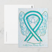 Baarmoederhalskanker Briefkaart Ribbon Angel (Voorkant / Achterkant)