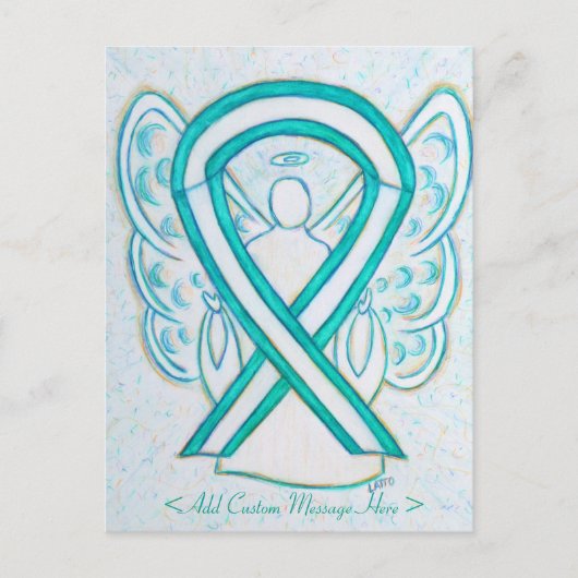 Baarmoederhalskanker Briefkaart Ribbon Angel (Voorkant)